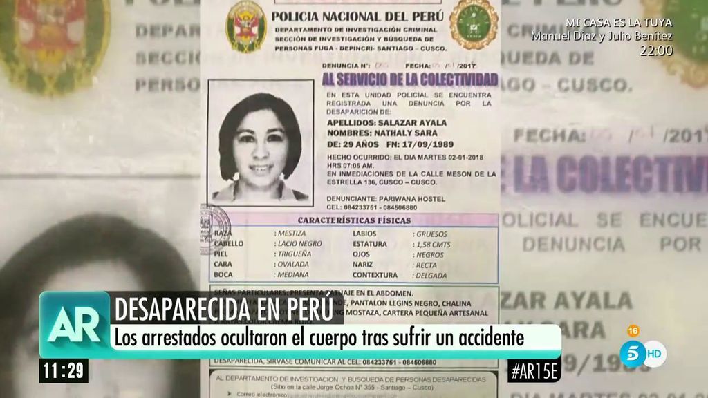 Los dos detenidos en el caso de la joven desaparecida en Perú, afirman que fue un accidente con la tirolina