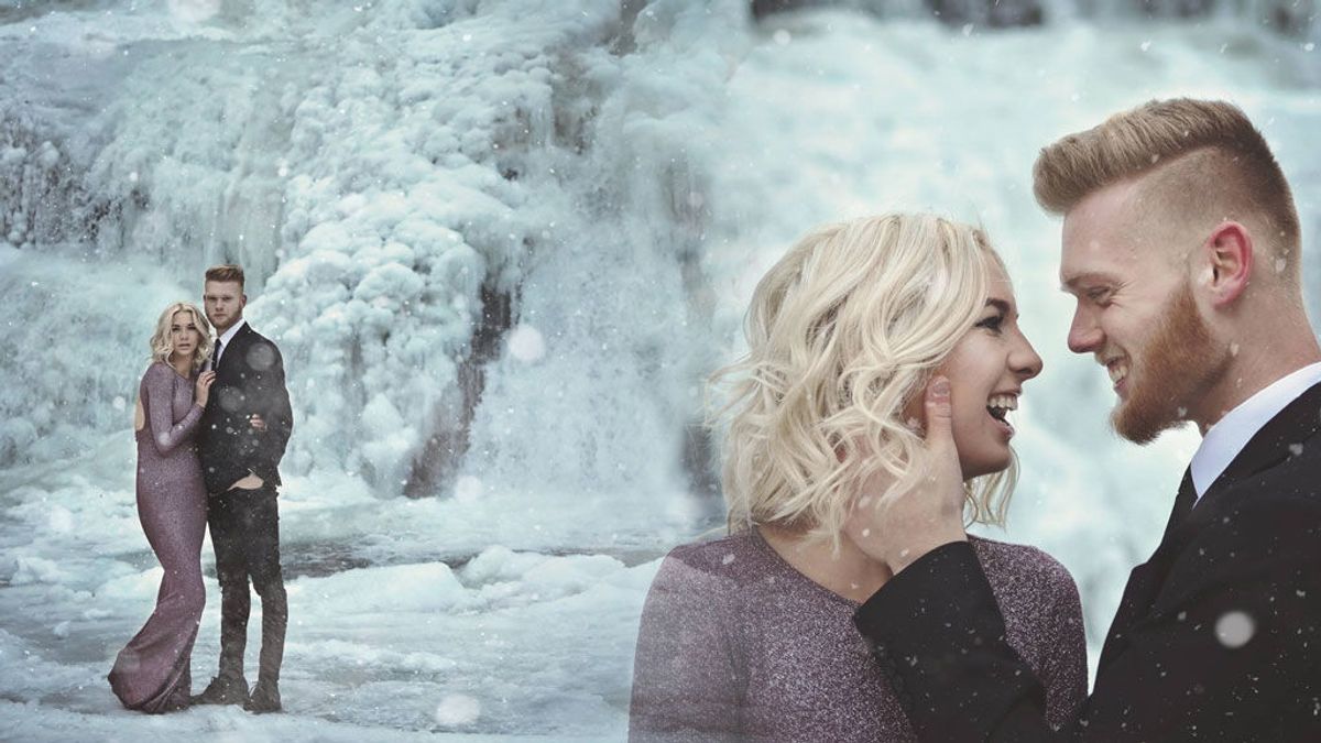 Amor, frío y hielo: el reportaje de fotos de ensueño en unas cascadas congeladas