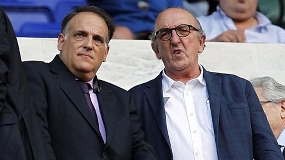 Javier Tebas y Jaume Roures, presidentes de La Liga y Mediapro, respectivamente.