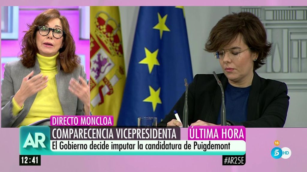 Ana Rosa explica la razón por la que Soraya Sáenz de Santamaría lleva ahora gafas