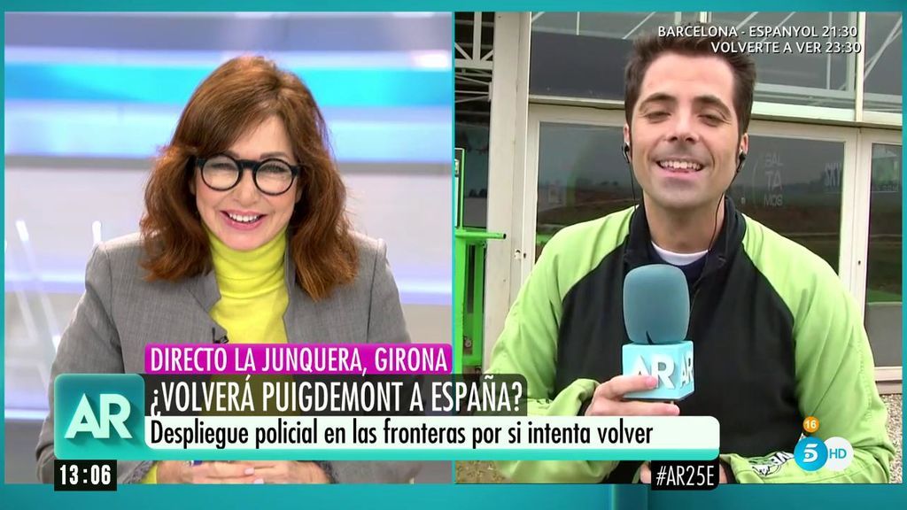 Las risas de Ana Rosa con el reportero que no descarta que Puigdemont salte en paracaídas