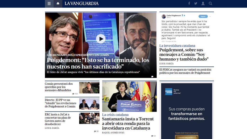 La exclusiva de 'AR' con los mensajes de Puigdemont, portada de los principales diarios