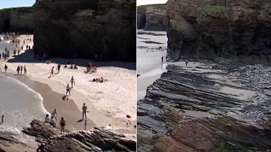 Siguen los estragos del temporal en el norte: la playa de Las Catedrales se queda sin arena