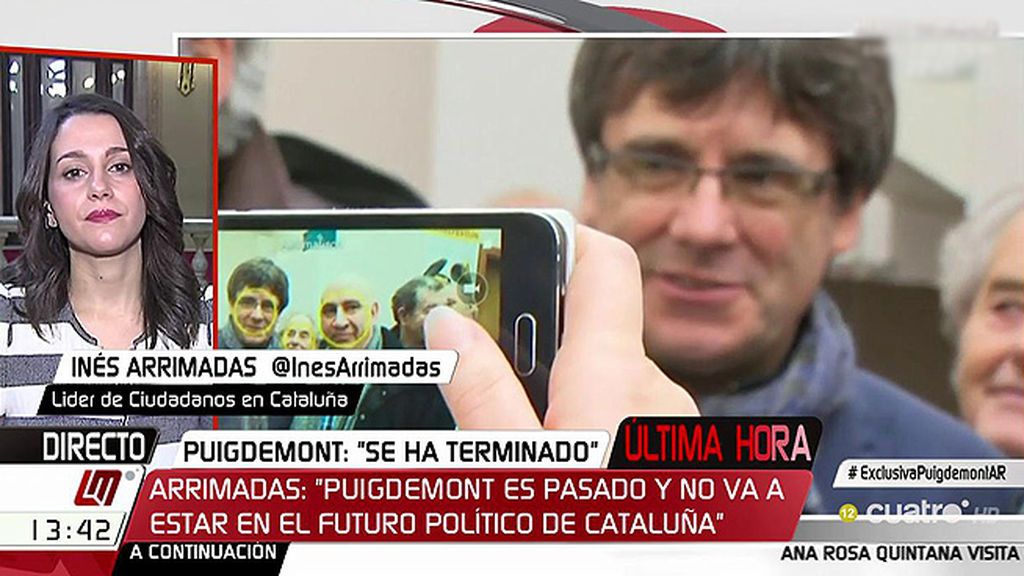 Arrimadas: “Puigdemont es pasado y no va a estar en el futuro político de Cataluña”