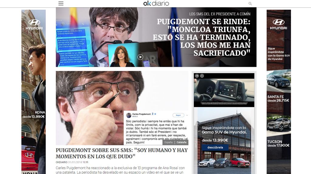 La exclusiva de 'AR' con los mensajes de Puigdemont, portada de los principales diarios