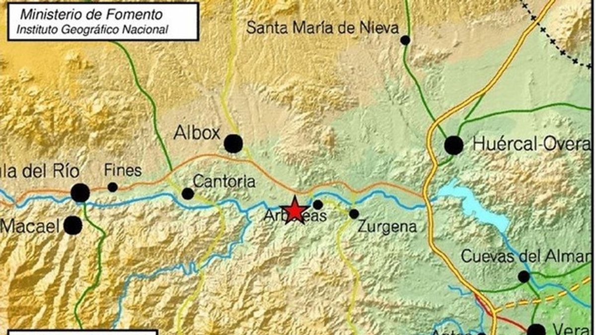 Registrado un terremoto de magnitud 3,1 con epicentro en Arboleas (Almería)