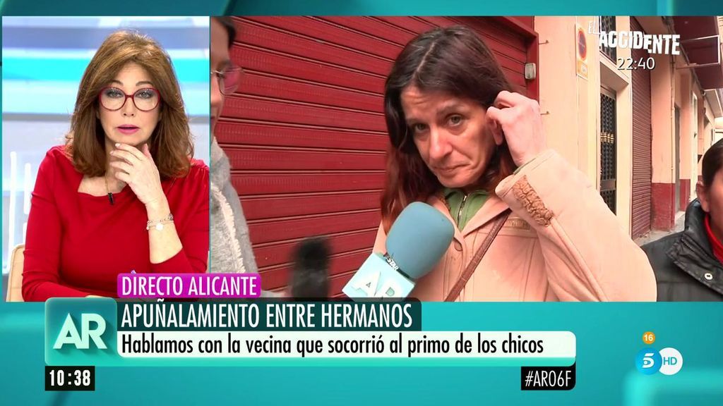 Ana Rosa habla con la vecina que socorrió al primo que presenció el fratricido de Alicante