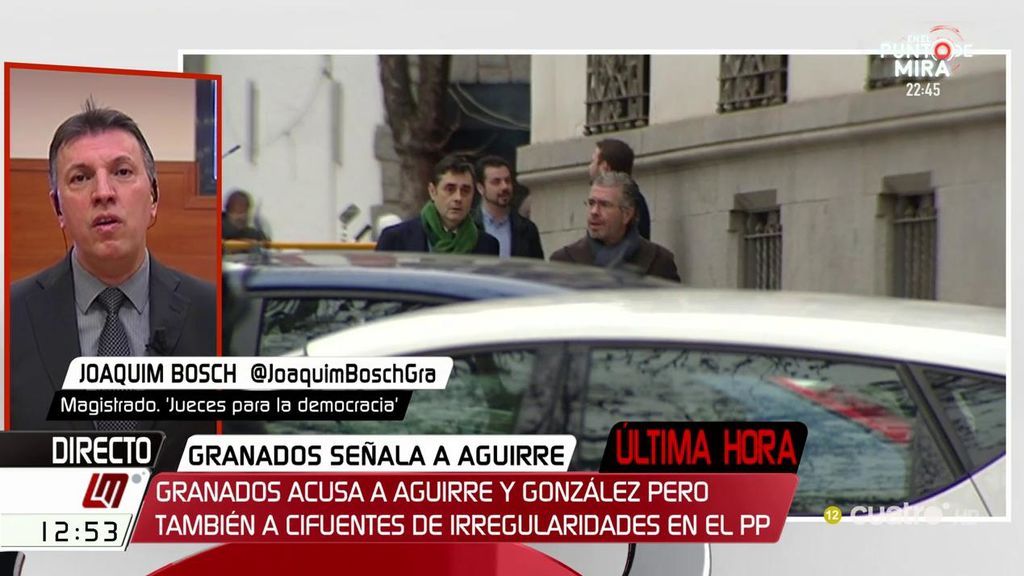 Joaquim Bosch, sobre la acusación de Granados a Aguirre: "La declaración de un coimputado nunca es prueba suficiente"