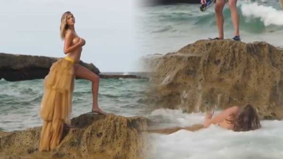 ¡Cuidado con las olas! Kate Hudson se despistó en una sesión de fotos y acabó en el agua