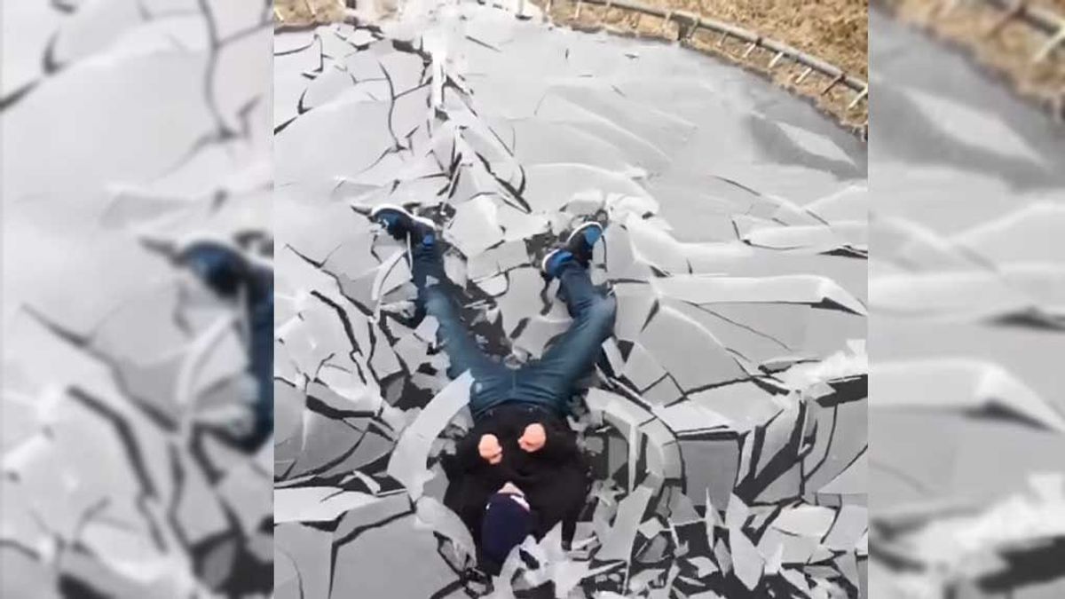 El hipnótico vídeo del salto a una cama elástica congelada que se ha hecho viral