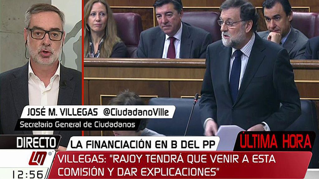 Villegas (C's): "Es un clásico del señor Rajoy, enviar mensajes tranquilizadores a sus corruptos"