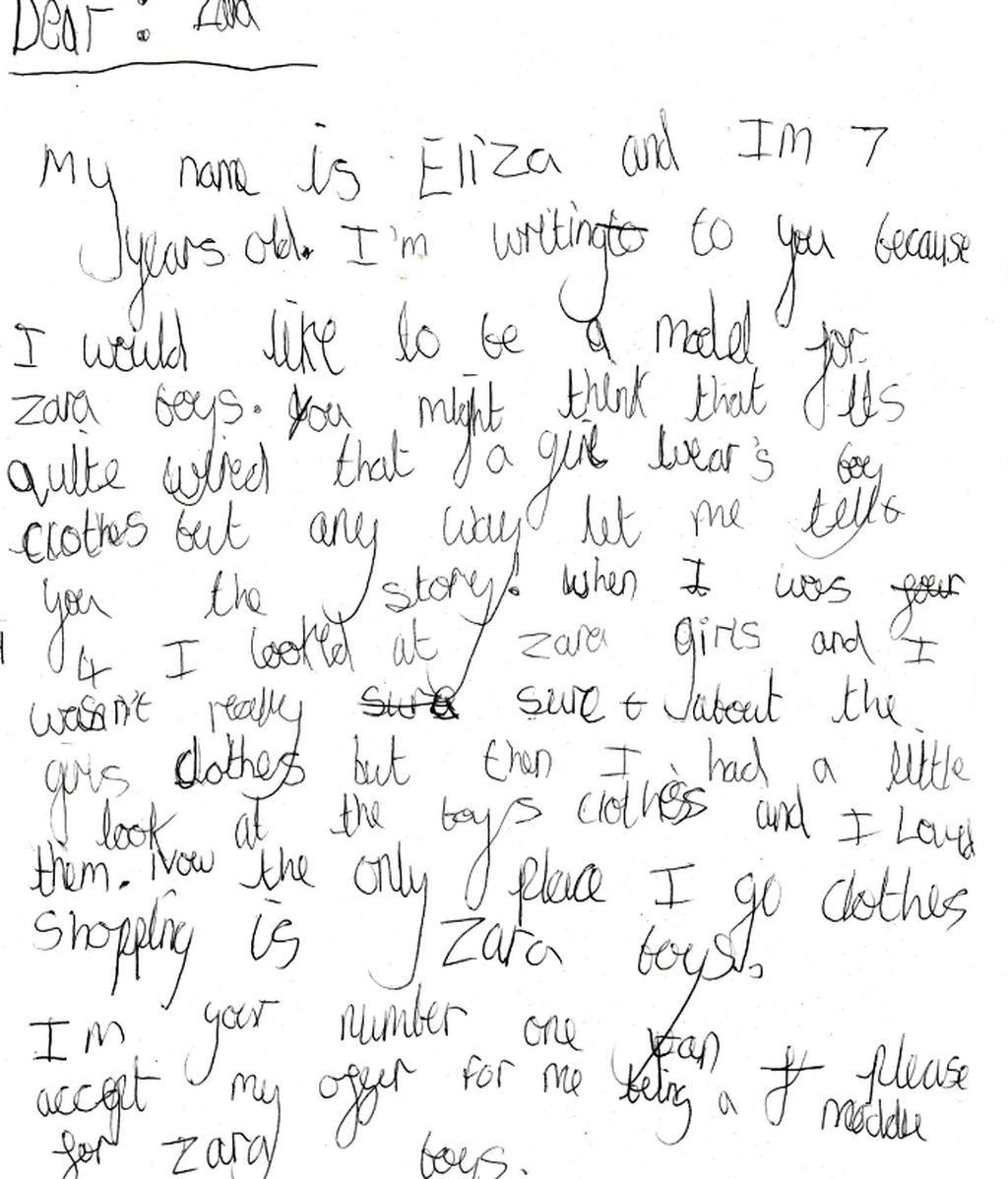 Una niña de 7 años pide a Zara poder ser su modelo masculina y le responden