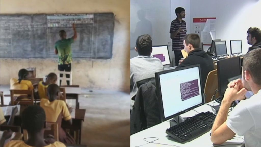 La incredulidad de unos alumnos en Ghana al ver por primera vez un ordenador