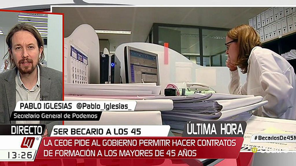 Pablo Iglesias y la polémica con los becarios a los 45 años: “Solo falta decirle a la gente que tienen que pagar por trabajar”