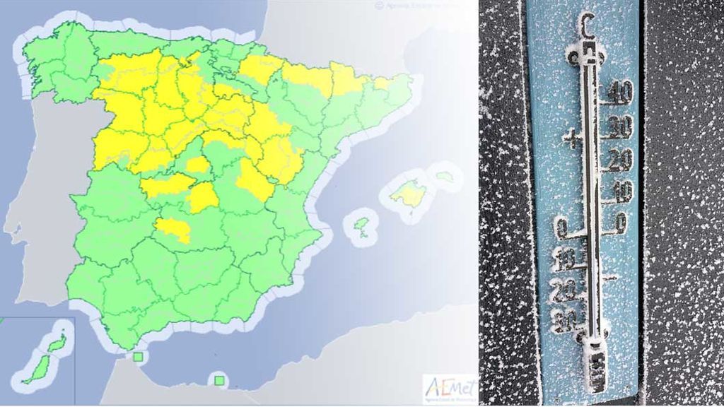 Los termómetros rondarán los -8ºC este fin de semana: más de una veintena de provincias en riesgo amarillo Los termómetros rondarán los -8ºC este fin de semana: más de una veintena de provincias en riesgo amarillo