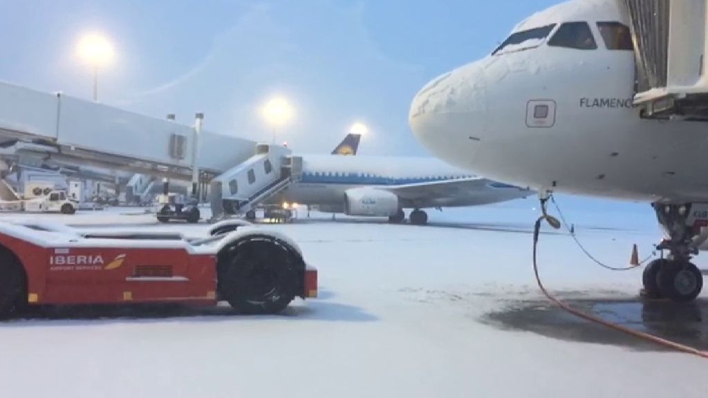 El temporal de nieve obliga a cerrar el aeropuerto de Bilbao