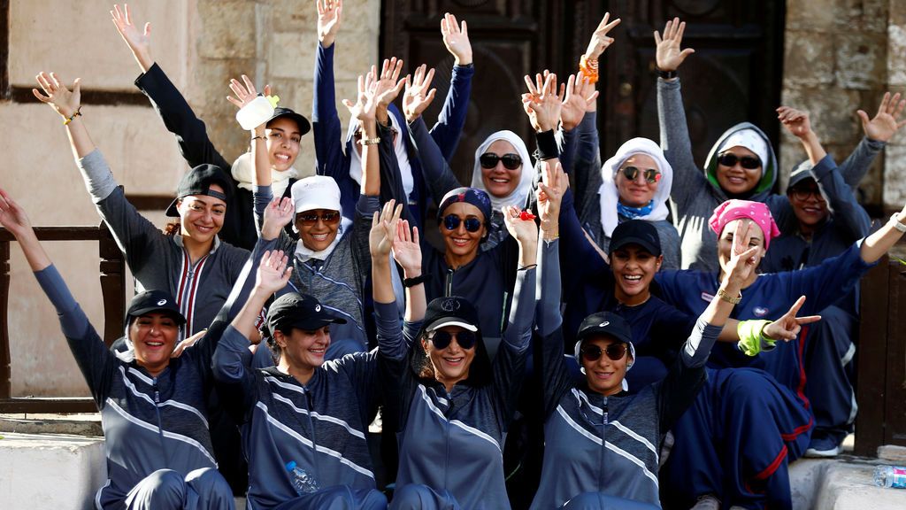 Un grupo de mujeres de Jeddah, en Arabia Saudí, después de una carrera por el Día Internacional de la Mujer