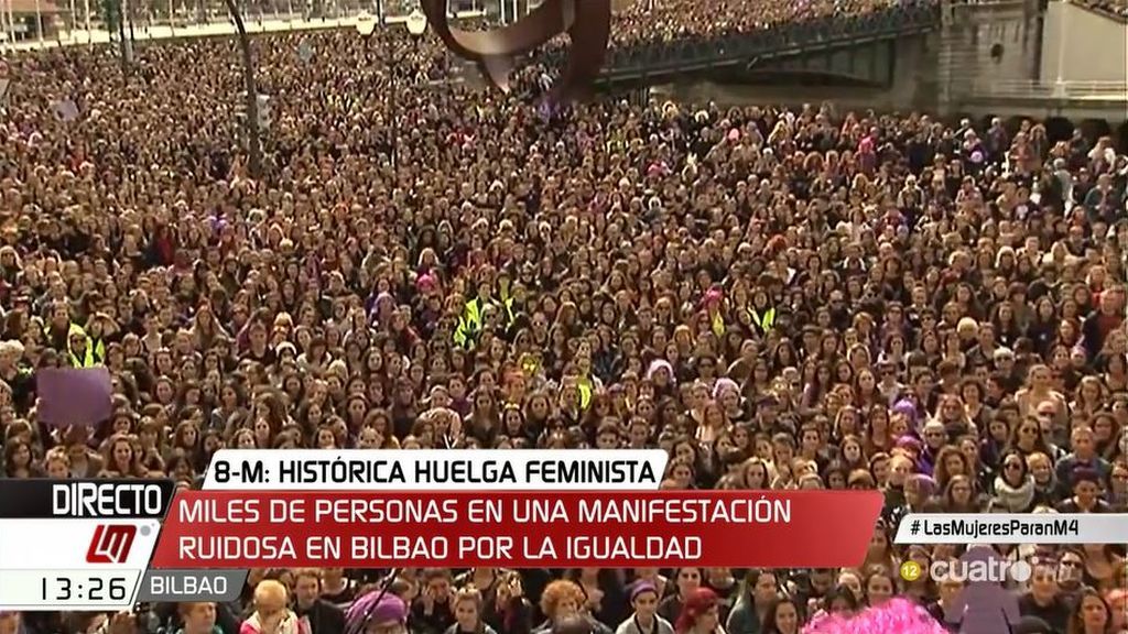 El emocionante cántico de las mujeres en la manifestación en la huelga de Bilbao