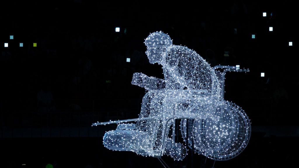Escultura de luz durante la Ceremonia de Inauguración de los Juegos Paralímpicos de Invierno Pyeongchang 2018 en el Estadio Olímpico de Pyeongchang, Corea del Sur