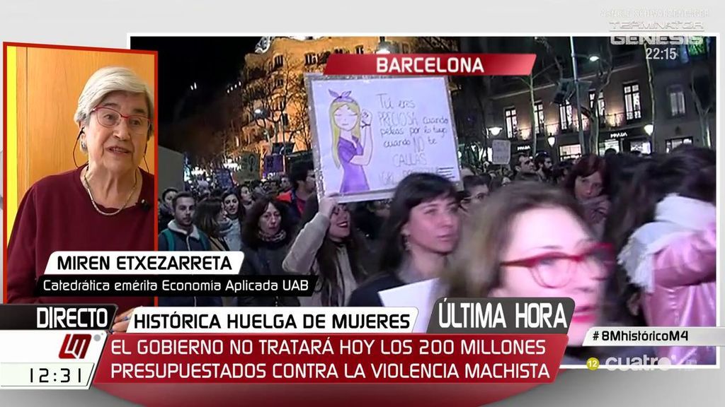 Miren Etxezarreta: "Que no hayan hecho nada en el Consejo de Ministros es una forma de decirle a la opinión pública: 'no nos importa que salgáis a la calle"