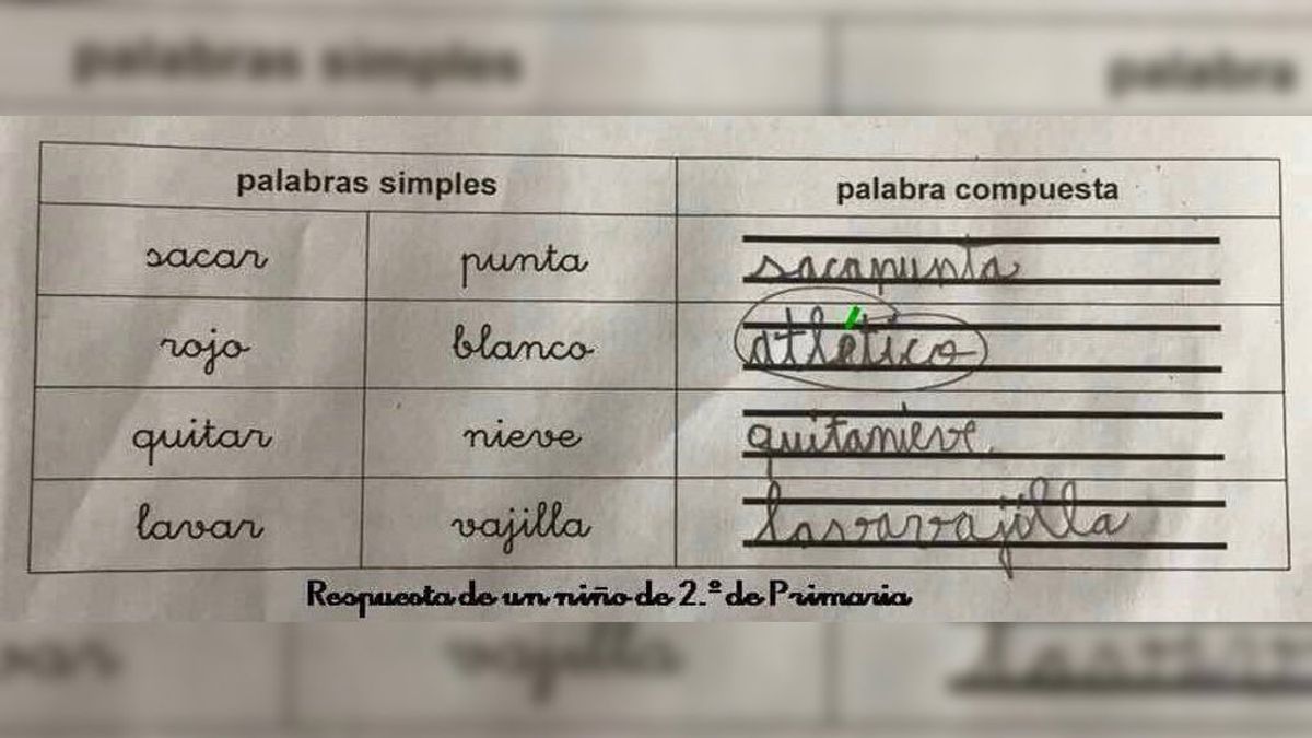 La respuesta viral de un niño de 2º de Primaria en un examen de Lengua