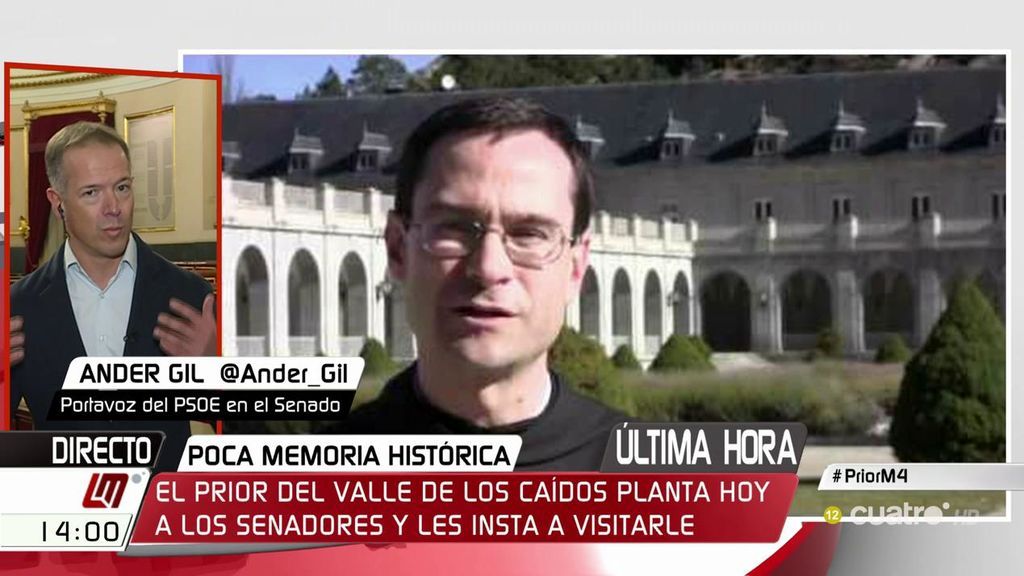 Ander Gil, sobre la negativa del prior del Valle de los Caídos a comparecer en el Senado: "Es una actitud absolutamente impresentable"