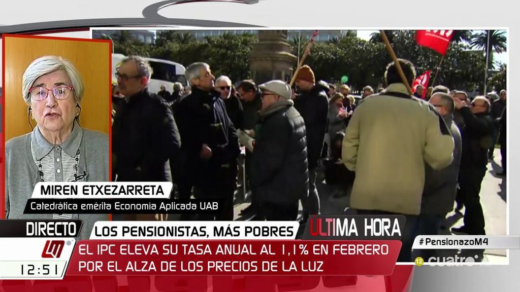 Miren Etxezarreta, sobre las pensiones: "Antes de las elecciones se verán obligados a hacer algo"