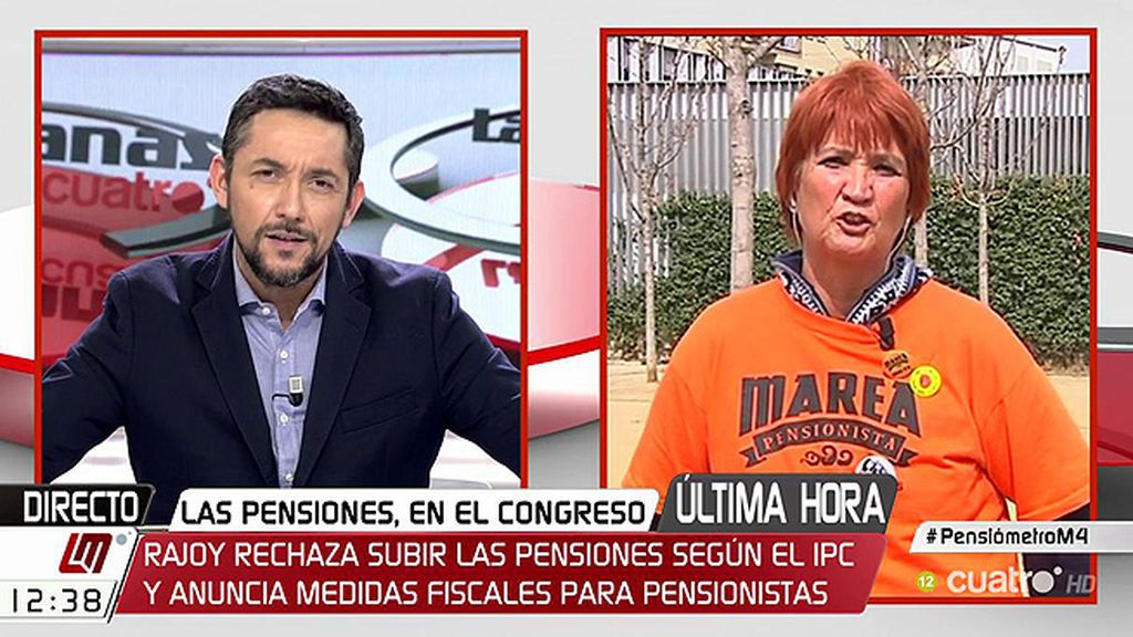 Conchita Rivera (Marea Pensionista) responde a Rajoy: “¡Que se vaya a su casa, las pensiones son sostenibles y mejorables!”