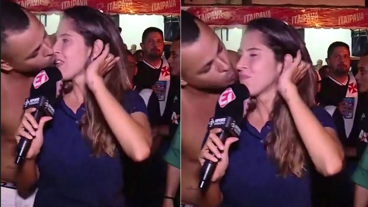 El repugnante machismo de un hincha al besar a una reportera brasileña en pleno directo