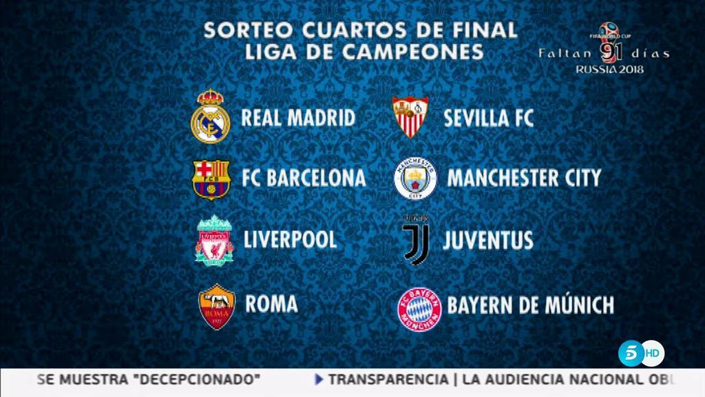 Real Madrid, Barcelona y Sevilla conocerán su rival en cuartos  de la Champions este viernes
