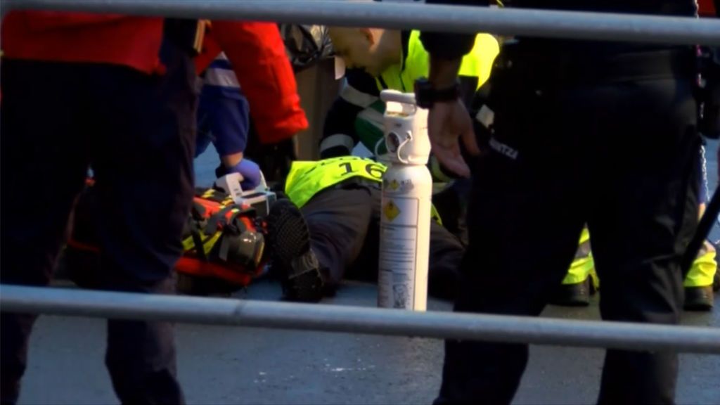 Dos vigilantes heridos en San Mamés al ser atacados por ultras del Olympique