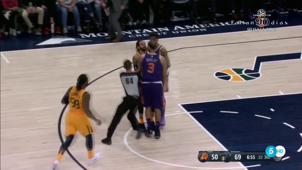 La doble agresión a Ricky Rubio en la victoria de Utah ante Phoenix Suns