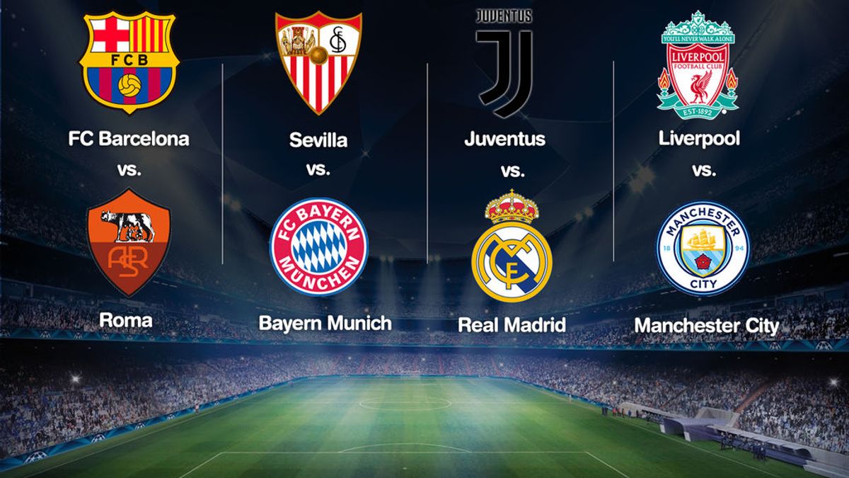 Juve-Real Madrid, Barça-Roma, Sevilla-Bayern y Liverpool-City, en cuartos de la Champions Juve-Real Madrid, Barça-Roma, Sevilla-Bayern y Liverpool-City, en cuartos de la Champions