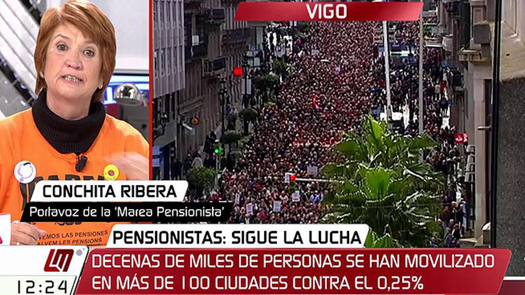 Conchita Ribera (Marea Pensionista): "Para todo tienen dinero menos para las pensiones"