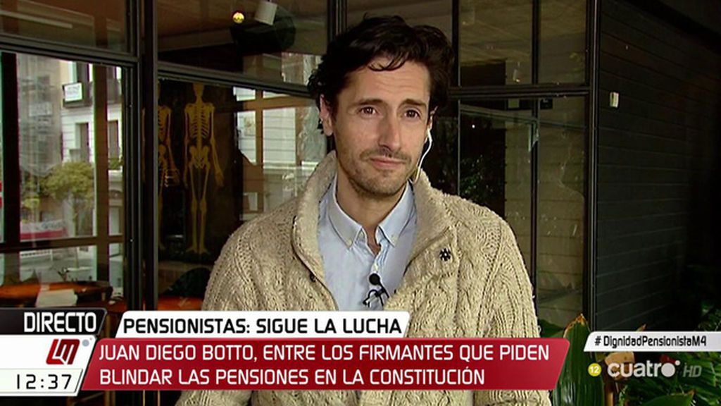 Juan Diego Botto, sobre los pensionistas: "Pelearon por la democracia, lo mínimo que podemos hacer es cubrirles las espaldas"