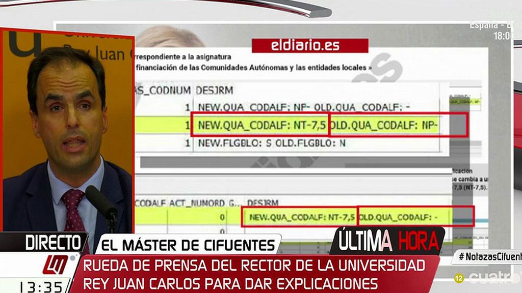 La Universidad Rey Juan Carlos justifica el cambio de calificaciones de Cristina Cifuentes: “Se trata de un error de transcripción”