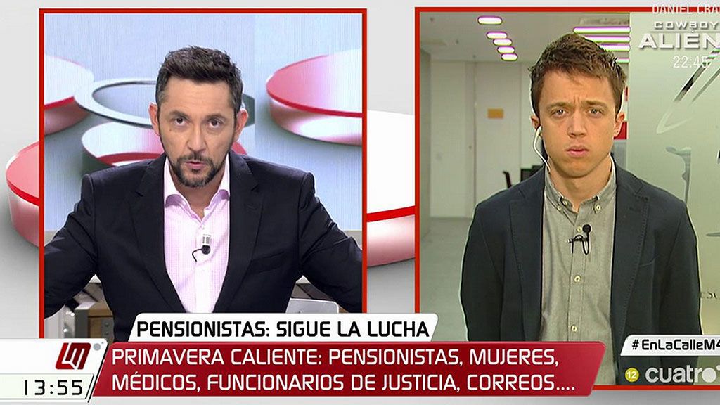 Íñigo Errejón, sobre las pensiones: “Les debemos subir las pensiones por lo menos, lo mismo que suben los precios”