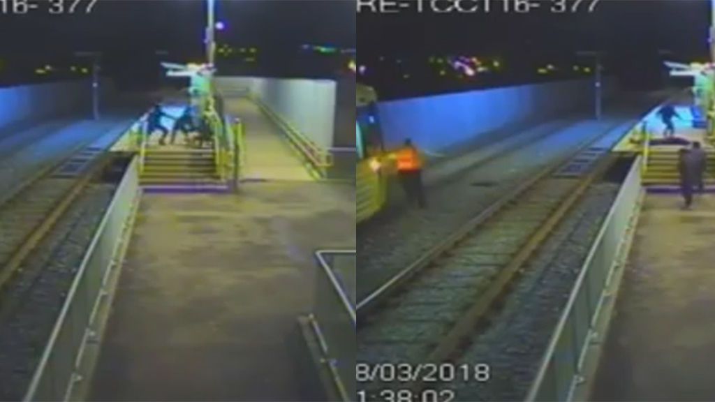 Detiene el tren para salvar a un hombre que estaba siendo brutalmente agredido