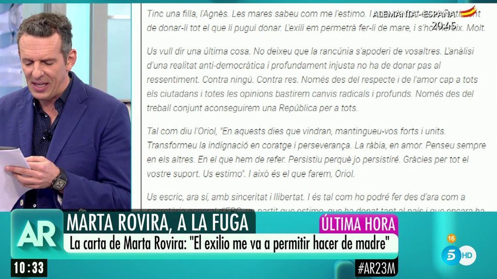 Marta Rovira: “El exilio será la única forma que tengo de recuperar mi voz política”