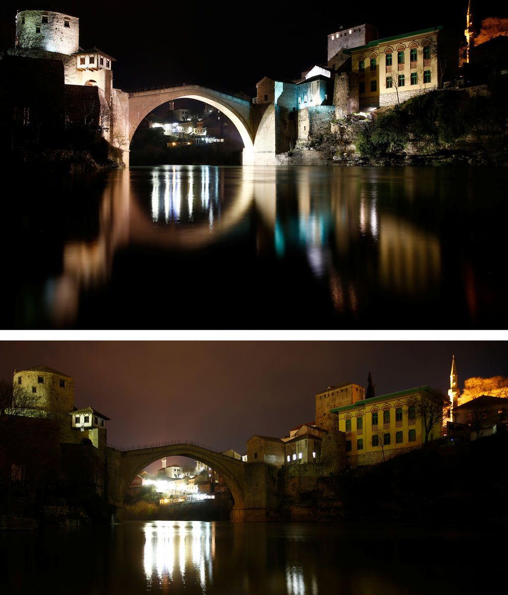 La Hora del Planeta: el Puente Viejo en Mostar, Bosnia y Herzegovina