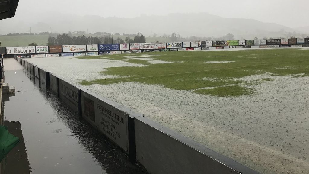 Suspendido un partido en Asturias por el temporal al quedar el campo totalmente inundado