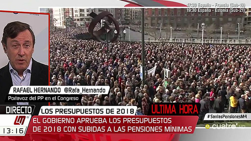 Rafael Hernando: "Estos presupuestos serán los más sociales de la historia de España"