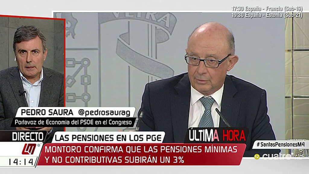 Pedro Saura, sobre la subida de las pensiones mínimas y de viudedad: “Basta ya de parches”