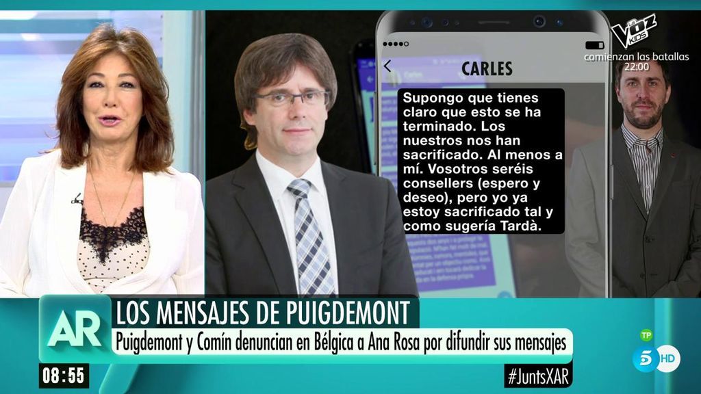 Ana Rosa, sobre la denuncia de Puigdemont: "Seguiremos informando y defendiendo la libertad que ustedes usurpan"