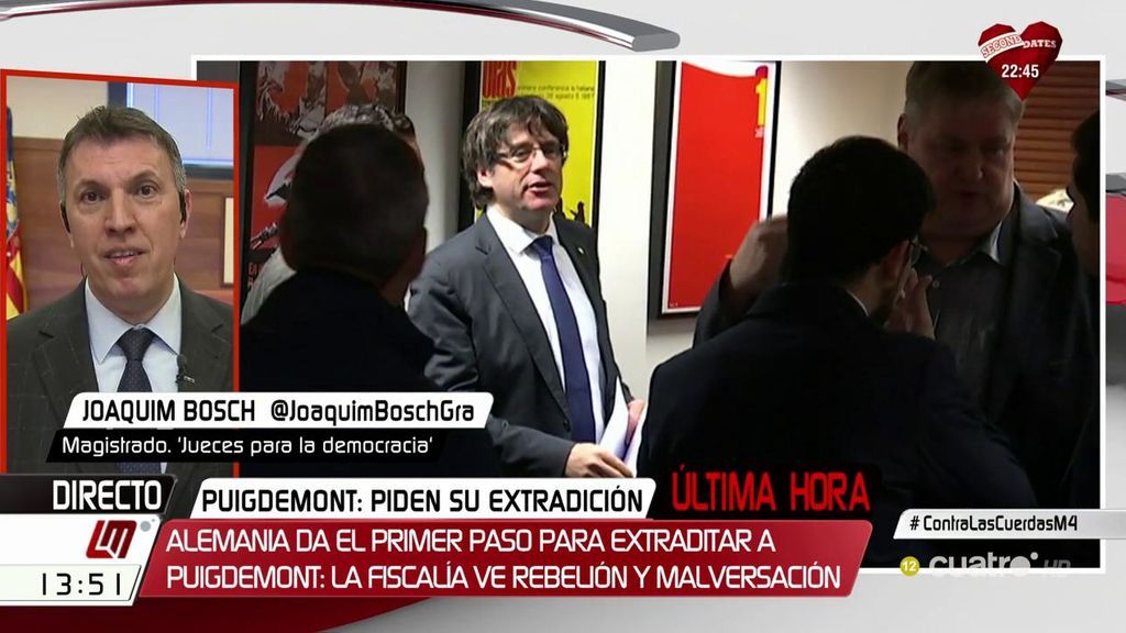 Joaquim Bosch, sobre la posible extraditación de Puigdemont: "Van a tener que pasar un par de meses hasta que esa cuestión se resuelva"