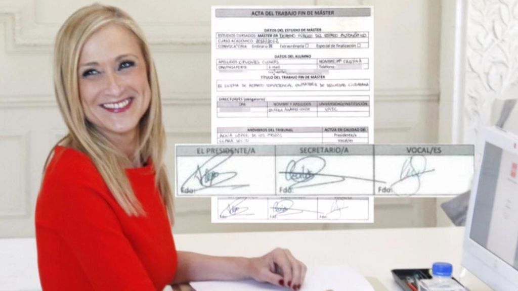 El acta que justificaba el trabajo de fin de máster de Cifuentes tiene firmas falsificadas