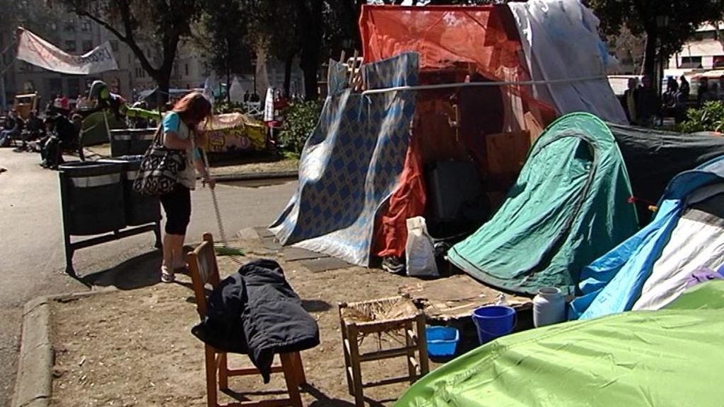 Un campamento de indigentes en el centro de Barcelona