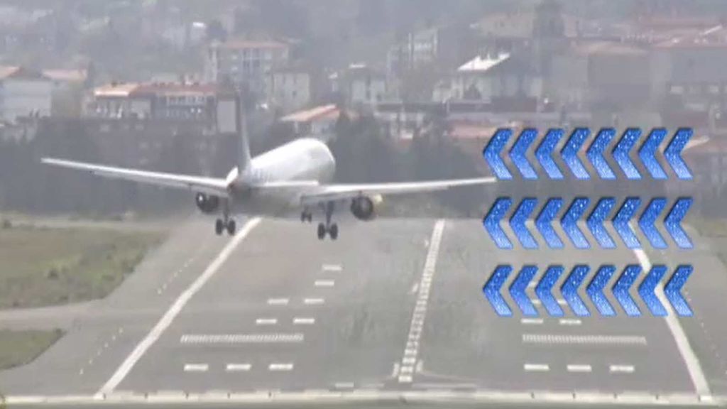Los vientos cruzados dificultan el aterrizaje de varios aviones en un aeropuerto vizcaíno