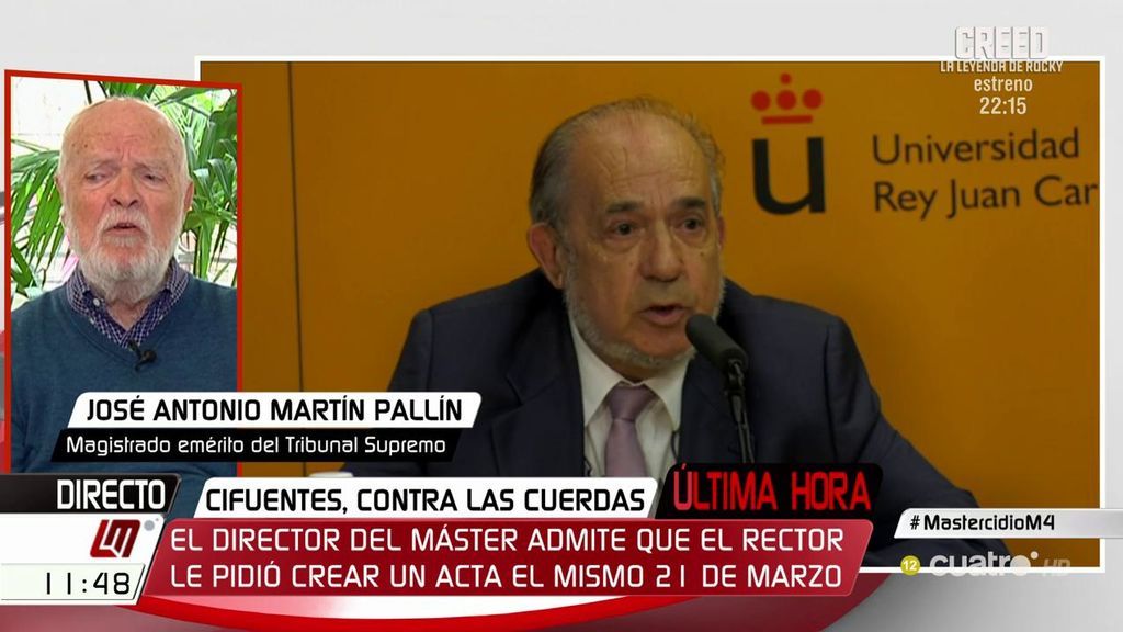 J. A. Martín Pallín, sobre el polémico máster: “Estas personas, incluida Cristina Cifuentes, deberían haber dimitido"