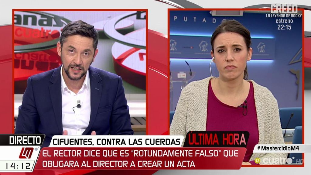 Irene Montero, sobre Puigdemont: "Hay un rotundo fracaso en la estrategia de judicialización del PP"